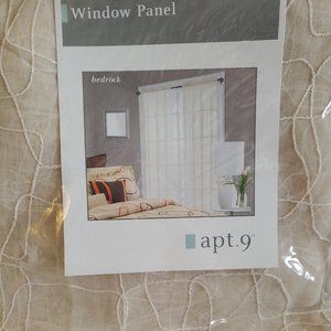 Tan Window Panel with Embroidery Design